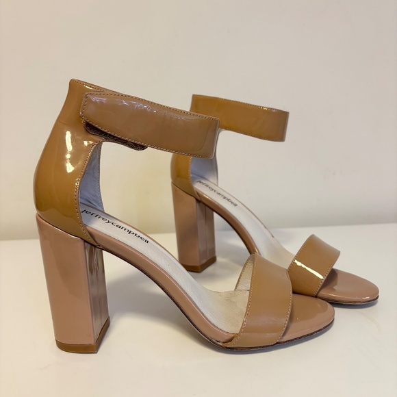 Jeffrey Campbell Lindsay Open Ankle Strap Heeled Sandals Tan Caramel US Size 7 - Picture 3 of 4
